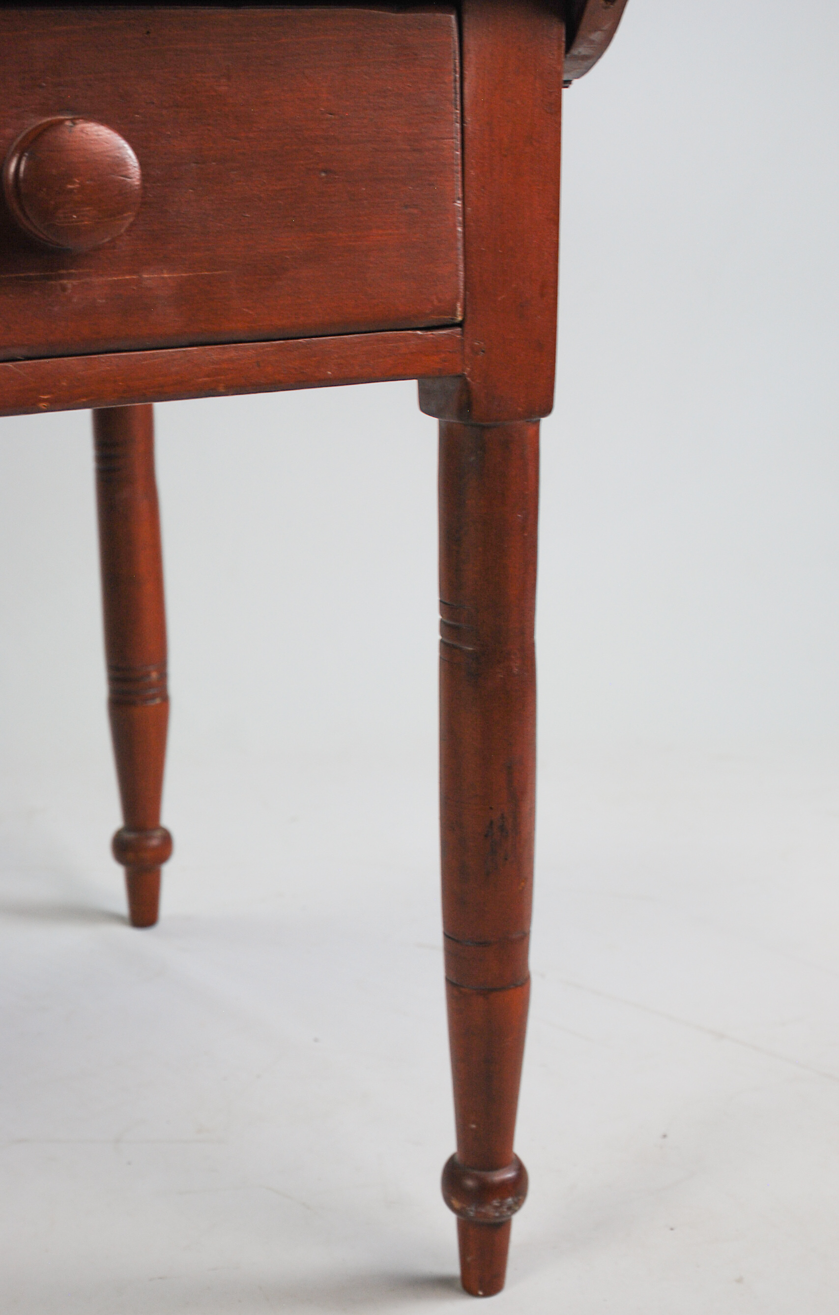 Antique Two-Drawer Red Wash Country Kitchen Table